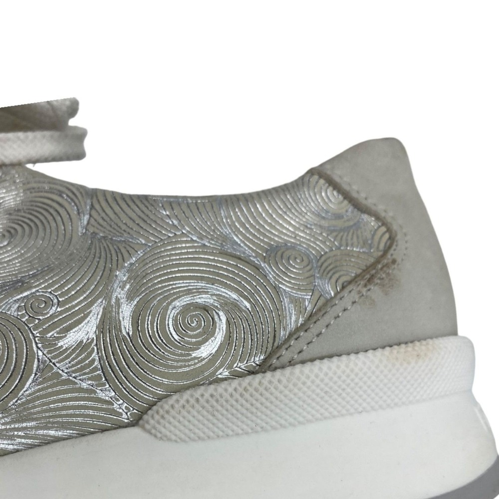 Finn Comfort Womens 6.5 Silver Swirl Leather Lace‎ Up Walking Sneakers Germany - Picture 15 of 15